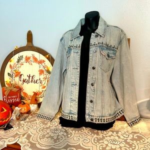 Good American studded jean jacket